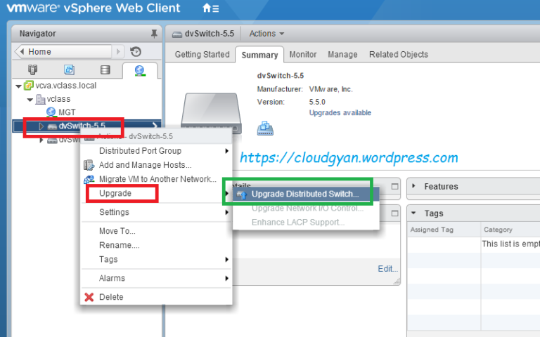 Upgrade a vSphere Distributed Switch to a Later Version